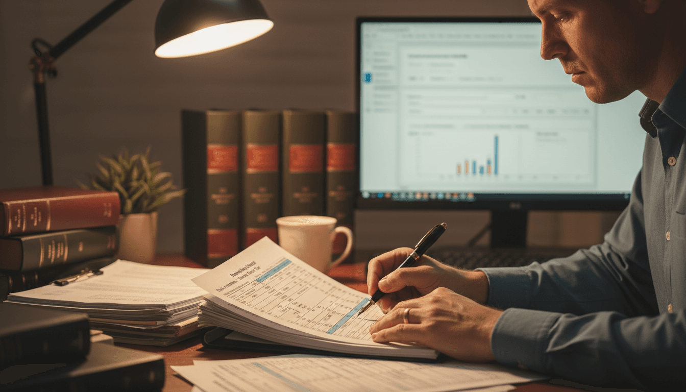 Tax professional reviewing specialized trader documentation